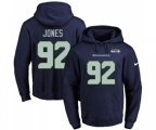 Seattle Seahawks #92 Nazair Jones Navy Blue Name & Number Pullover Hoodie