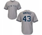 New York Yankees #43 Gio Gonzalez Replica Grey Road Baseball Jersey
