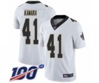 New Orleans Saints #41 Alvin Kamara White Vapor Untouchable Limited Player 100th Season Football Jersey