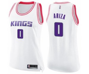 Women\'s Sacramento Kings #0 Trevor Ariza Swingman White Pink Fashion Basketball Jersey