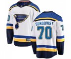 St. Louis Blues #70 Oskar Sundqvist Fanatics Branded White Away Breakaway NHL Jersey