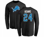 Detroit Lions #24 Andrew Adams Black Name & Number Logo Long Sleeve T-Shirt