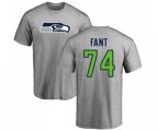 Seattle Seahawks #74 George Fant Ash Name & Number Logo T-Shirt