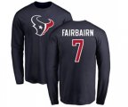 Houston Texans #7 Ka'imi Fairbairn Navy Blue Name & Number Logo Long Sleeve T-Shirt