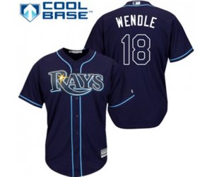 Tampa Bay Rays #18 Joey Wendle Replica Navy Blue Alternate Cool Base Baseball Jersey
