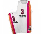 Miami Heat #3 Dwyane Wade Authentic White ABA Hardwood Classic Basketball Jersey