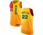 Milwaukee Bucks #22 Khris Middleton Authentic Yellow NBA Jersey - City Edition