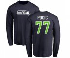 Seattle Seahawks #77 Ethan Pocic Navy Blue Name & Number Logo Long Sleeve T-Shirt