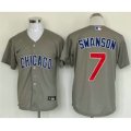 Chicago Cubs #7 Dansby Swanson Grey Stitched MLB Cool Base Nike Jersey