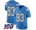 Los Angeles Chargers #93 Justin Jones Electric Blue Alternate Vapor Untouchable Limited Player 100th Season Football Jersey
