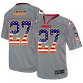 Kansas City Chiefs #27 Kareem Hunt Elite Grey USA Flag Fashion NFL Jersey
