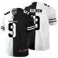 Cincinnati Bengals #9 Joe Burrow Black White Limited Split Fashion Football Jersey