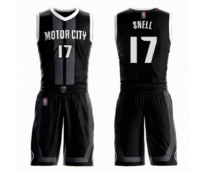 Detroit Pistons #17 Tony Snell Authentic Black Basketball Suit Jersey - City Edition