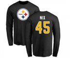 Pittsburgh Steelers #45 Roosevelt Nix Black Name & Number Logo Long Sleeve T-Shirt