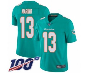 Miami Dolphins #13 Dan Marino Aqua Green Team Color Vapor Untouchable Limited Player 100th Season Football Jersey
