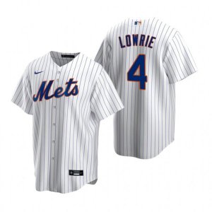 Nike New York Mets #4 Jed Lowrie White 2020 Home Stitched Baseball Jersey