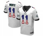 Philadelphia Eagles #11 Carson Wentz Elite White Road USA Flag Fashion Football Jersey