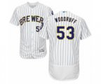 Milwaukee Brewers #53 Brandon Woodruff White Home Flex Base Authentic Collection Baseball Jersey