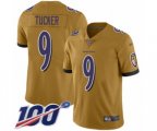 Baltimore Ravens #9 Justin Tucker Limited Gold Inverted Legend 100th Season Football Jersey