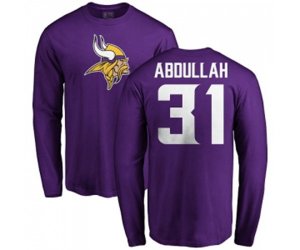 Minnesota Vikings #31 Ameer Abdullah Purple Name & Number Logo Long Sleeve T-Shirt