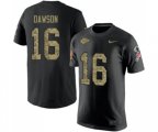 Kansas City Chiefs #16 Len Dawson Black Camo Salute to Service T-Shirt