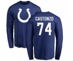 Indianapolis Colts #74 Anthony Castonzo Royal Blue Name & Number Logo Long Sleeve T-Shirt
