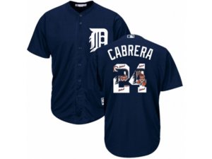 Detroit Tigers #24 Miguel Cabrera Authentic Navy Blue Team Logo Fashion Cool Base MLB Jersey