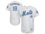 New York Mets #18 Darryl Strawberry White(Blue Strip) Flexbase Authentic Collection Stitched Baseball Jersey