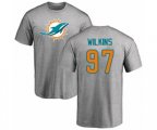 Miami Dolphins #97 Christian Wilkins Ash Name & Number Logo T-Shirt
