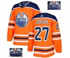 Edmonton Oilers #27 Boyd Gordon Authentic Orange Fashion Gold NHL Jersey