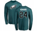 Philadelphia Eagles #24 Jordan Howard Green Name & Number Logo Long Sleeve T-Shirt