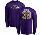 Baltimore Ravens #39 Tyler Ervin Purple Name & Number Logo Long Sleeve T-Shirt