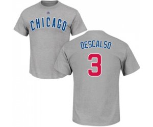 Baseball Chicago Cubs #3 Daniel Descalso Gray Name & Number T-Shirt