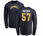 Los Angeles Chargers #57 Jatavis Brown Navy Blue Name & Number Logo Long Sleeve T-Shirt