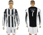 2017-18 Juventus 7 CUADRADO Home Long Sleeve Soccer Jersey