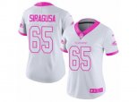 Women Baltimore Ravens #65 Nico Siragusa Limited White Pink Rush Fashion NFL Jersey