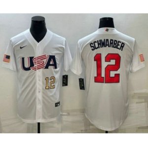 USA Baseball #12 Kyle Schwarber Number 2023 White World Baseball Classic Stitched Jersey