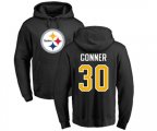 Pittsburgh Steelers #30 James Conner Black Name & Number Logo Pullover Hoodie