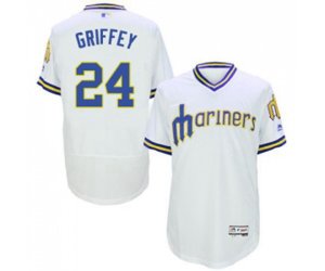 Seattle Mariners #24 Ken Griffey White Flexbase Authentic Collection Cooperstown Baseball Jersey