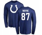 Indianapolis Colts #87 Reggie Wayne Royal Blue Name & Number Logo Long Sleeve T-Shirt
