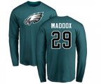 Philadelphia Eagles #29 Avonte Maddox Green Name & Number Logo Long Sleeve T-Shirt