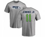 Seattle Seahawks #11 Gary Jennings Jr. Ash Name & Number Logo T-Shirt
