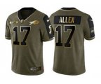 Buffalo Bills #17 Josh Allen 2021 Olive Golden Salute To Service Limited Stitched Football Jersey