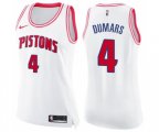 Women's Detroit Pistons #4 Joe Dumars Swingman White Pink Fashion Basketball Jersey