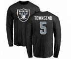 Oakland Raiders #5 Johnny Townsend Black Name & Number Logo Long Sleeve T-Shirt