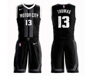 Detroit Pistons #13 Khyri Thomas Swingman Black Basketball Suit Jersey - City Edition