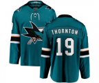 San Jose Sharks #19 Joe Thornton Fanatics Branded Teal Green Home Breakaway NHL Jersey