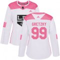 Women's Los Angeles Kings #99 Wayne Gretzky Authentic White Pink Fashion NHL Jersey