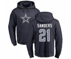 Dallas Cowboys #21 Deion Sanders Navy Blue Name & Number Logo Pullover Hoodie