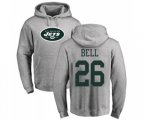 New York Jets #26 Le'Veon Bell Ash Name & Number Logo Pullover Hoodie
